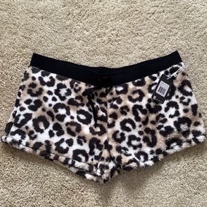 PJ salvage faux fur animal print shorts. Size extra large